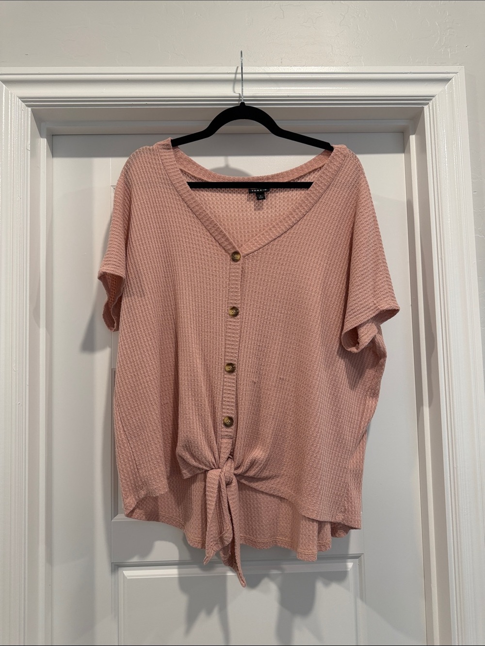 torrid Dusty Rose Button-Front Tie Hem Top